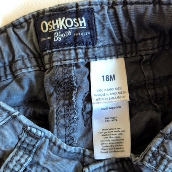 oshkosh b'gosh gray cotton twill cargo utility shorts 18 months baby boy - Picture 5 of 11